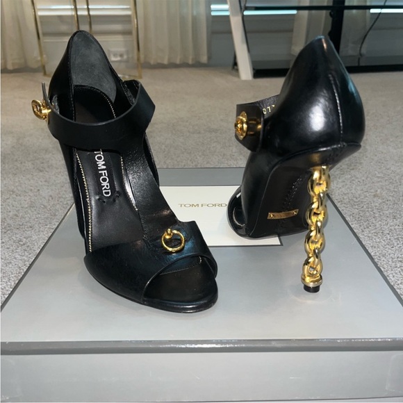 Tom Ford Black and Gold Women's Heels - Picture 1 of 5